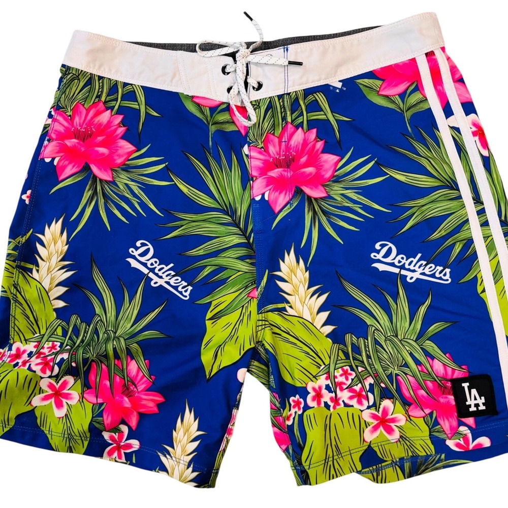 Hurley 47 Brand LA Dodgers‎ Phantom Board Shorts Mens 30 Tropical Floral Blue